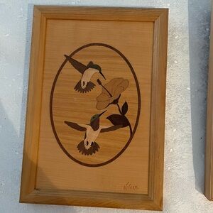 Wooden Wall Art with Hummingbird Design
